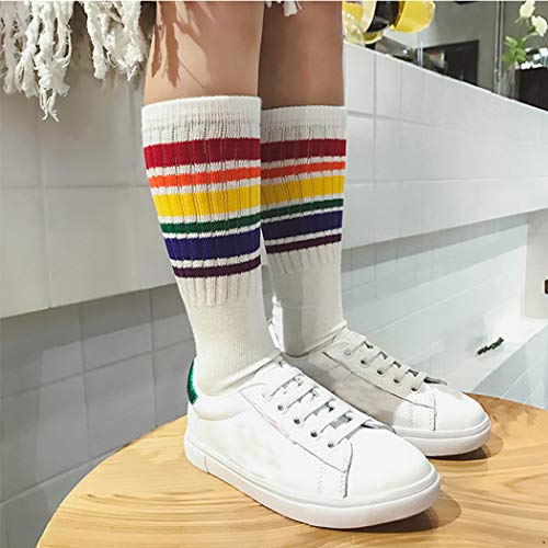 Colorful Childhood Little Girls Rainbow Knee High Tube Socks for Toddler Boys Stripes Sock 3 Pair Pack2
