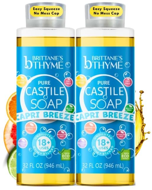 Sabonete líquido de Castela Brittanie's Thyme Volcano Capri Breeze, Pacote com 2
