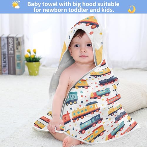 Image of Pigsaly Colorful Cartoon Car Hot Air Balloon Hooded Baby Towel Rocket Airplane Ship Car Baby Bath Towel Unisex Soft Organic Cotton Washcloths Toddlers Shower Gifts for Boys Girls Newborn 35 x 35 in