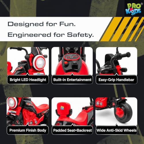 Image of PRO Kids S500 Rechargeable Electric Kids Bike with Bluetooth, USB, AUX, Music & LED | Ride-On Bike for Boys & Girls (1.5-4 Years) | 6V Battery Powered | Foot Accelerator