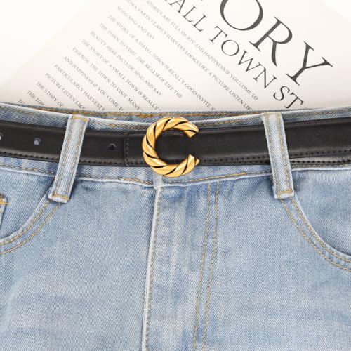Image of Women's Leather Belt with Buckle - Ideal for Dresses, Jeans, and Coats