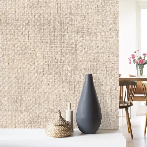 lenify Beige Grasscloth Peel and Stick Wallpaper Textured Contact Paper 15.7inch x 787.4inch Faux Linen Vintage Grasscloth Contact Paper Self Adhesive Removable Wallpaper Vinyl