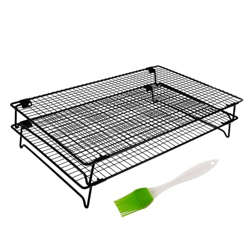 MUCKLILY 1 Set Stackable Cooling Rack for Baking Drying Rack with Oil Brush for Cookies Pies Meats and More Space Saving Design for Home Kitchen Random Color