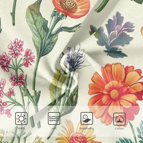 Vintage Colorful Wildflowers Cream Little Girl Panties Toddler Underwear Custom Cotton Bright Kids Briefs Undies 2t3