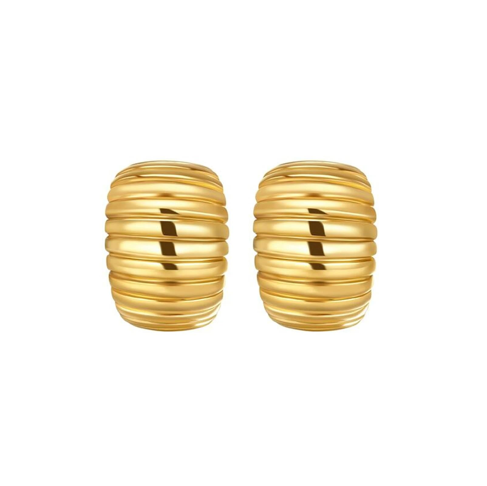 KnSam Złoto 18K 750 Creole Hoop prawdziwa biżuteria, damskie kolczyki w paski Hoop, kolczyki bezniklowe żółte złoto Au750
