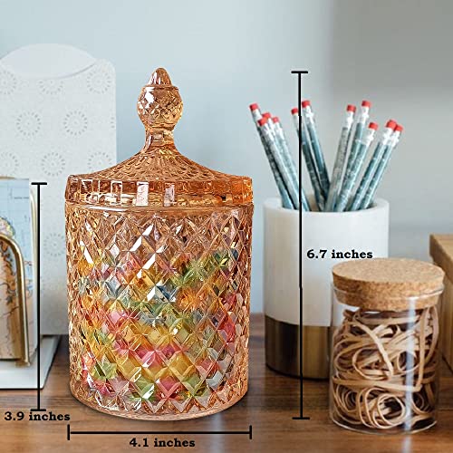 Apothecary Container Decorative With Lid.home Essentials Vanity Trinket Box Organizers And Bathroom Storage,Glass Cookie Jar For Kitchen Counter.suitable Amber Candle Holder Of 20 Ounces,Candy Dish For Office Desk Vintage. #TOP1