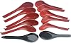 Plastic Large Soup Spoons with Long Handle, Red and Black Wonton Rice Spoons for Noodles Chinese Won Ton 12 Pack