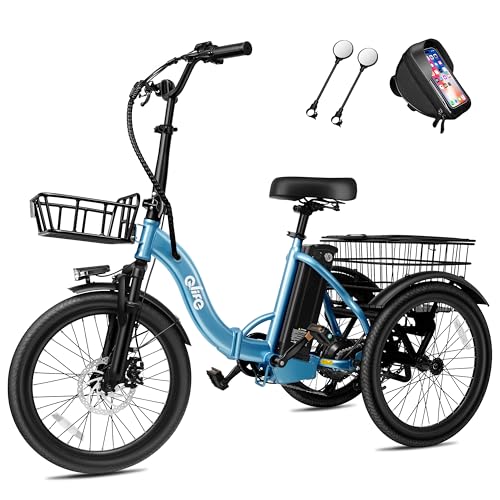 Qlife Triker Electric Bike, Peak 750W Brushless Motor Folding Trike