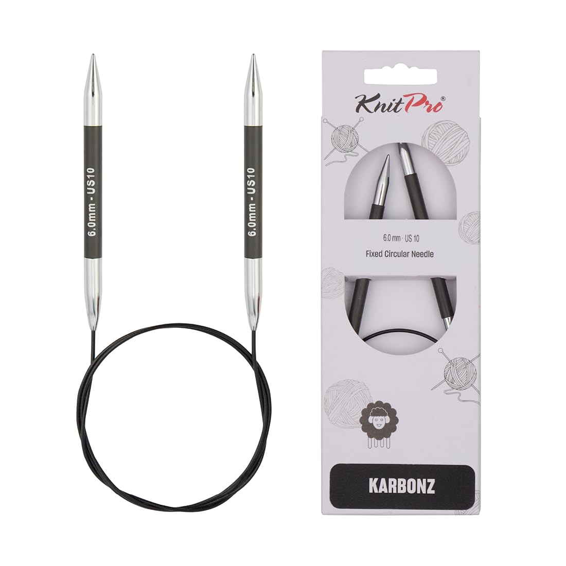 KnitPro Karbonz Fixed Circular Needles 40" (100cm) | 6.00 mm