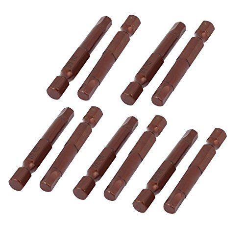 Sourcingmap 1/4 Inch Hex Shank 5mm Hexagon Tip Magnetic Screwdriver Bits 10pcs, H5.0 x 50mm