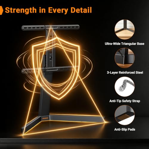Image of Perlegear Swivel TV Stand with Power Outlet for 42-90 inch TVs up to 132 lbs