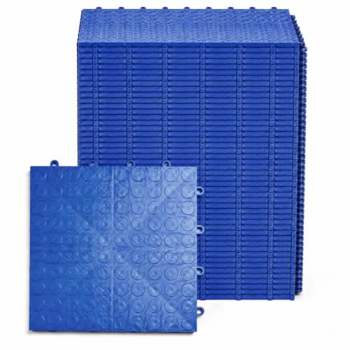 SnapLock GarageDeck 12"x12" Interlocking Garage Floor Tiles, 48pk, Blue