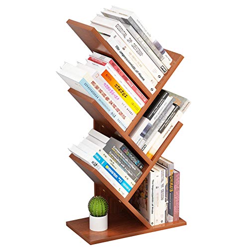 FHSLKXIM Étagère De Bureau en Bois en Forme d'arbre, Petites Bibliothèques, Étagères De Bureau Hors Surface, Support De Rangement pour Bureau, Maison Ou École, pour CD/Magazines/Livres, Etc., Marron