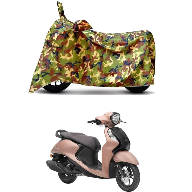 Image of Waterproof 100% PVC Coated Bike Scooty Two Wheeler Body Cover Compatible For Yamaha Fascino 125 SPL Disc /UV-Rays /Heat Protection /Birds Dropping /Scratchproof /Dust proof /All[6X6 Jungle Print]