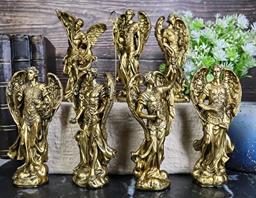 Set de siete arcángeles figuras de resina 4.75 pulgadas