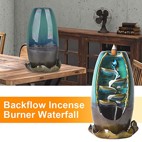 SOLEJAZZ Backflow Incense Burner Waterfall Incense Holder with 120 Incense Cones & 30 Incense Sticks for Home Office Yoga Aromatcherapy Ornamen - Thumbnail 6