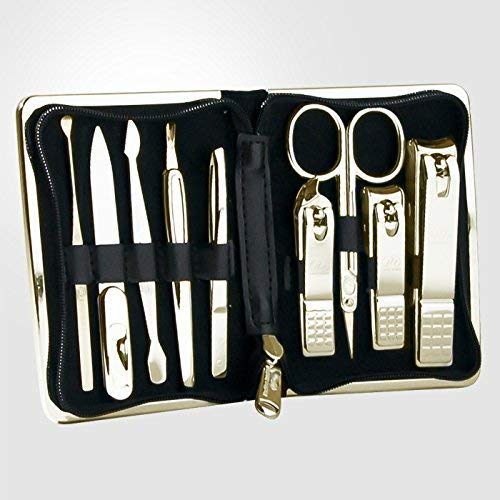 Envogue 9-in-1 Stainless Steel Manicure & Pedicure Traveling Grooming Personal Care Nail Tools Kit (Random Prints) comes with a soft & handy pu leather pouch/case holder Complete, compact & portable