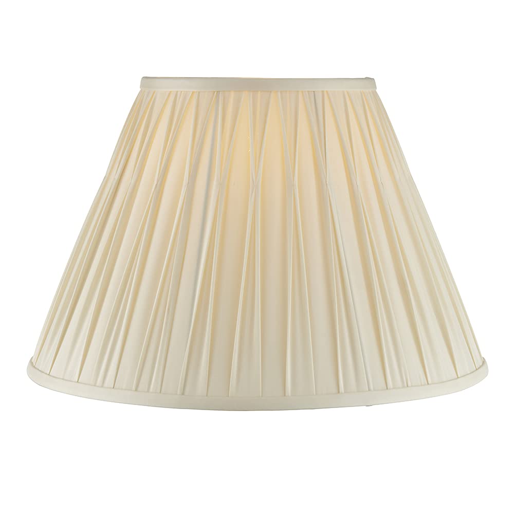 Endon 94354 Chatsworth 16 Inch Modern Tapered Drum Light/Lamp Shade Ivory Silk Fabric Box Pleat Design Lamp Shade Only