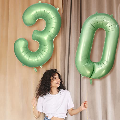 Green Number 3 Balloons 40 Inch Matte Green Party Decorations Weed Themed Large Olive Green Retro Birthday Balloon For Wild Zoo Theme Party Supplies Twihwei Digit 3 #TOP3