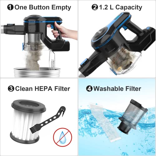 Inse Cordless Vacuum Cleaner, 6-In-1 Rechargeable Stick Vacuum With 2200 M-A-H Battery, Powerful Lightweight Vacuum Cleaner, Up To 45 Mins Runtime, For Home Hard Floor Carpet Pet Hair-N5S Cobalt #TOP7