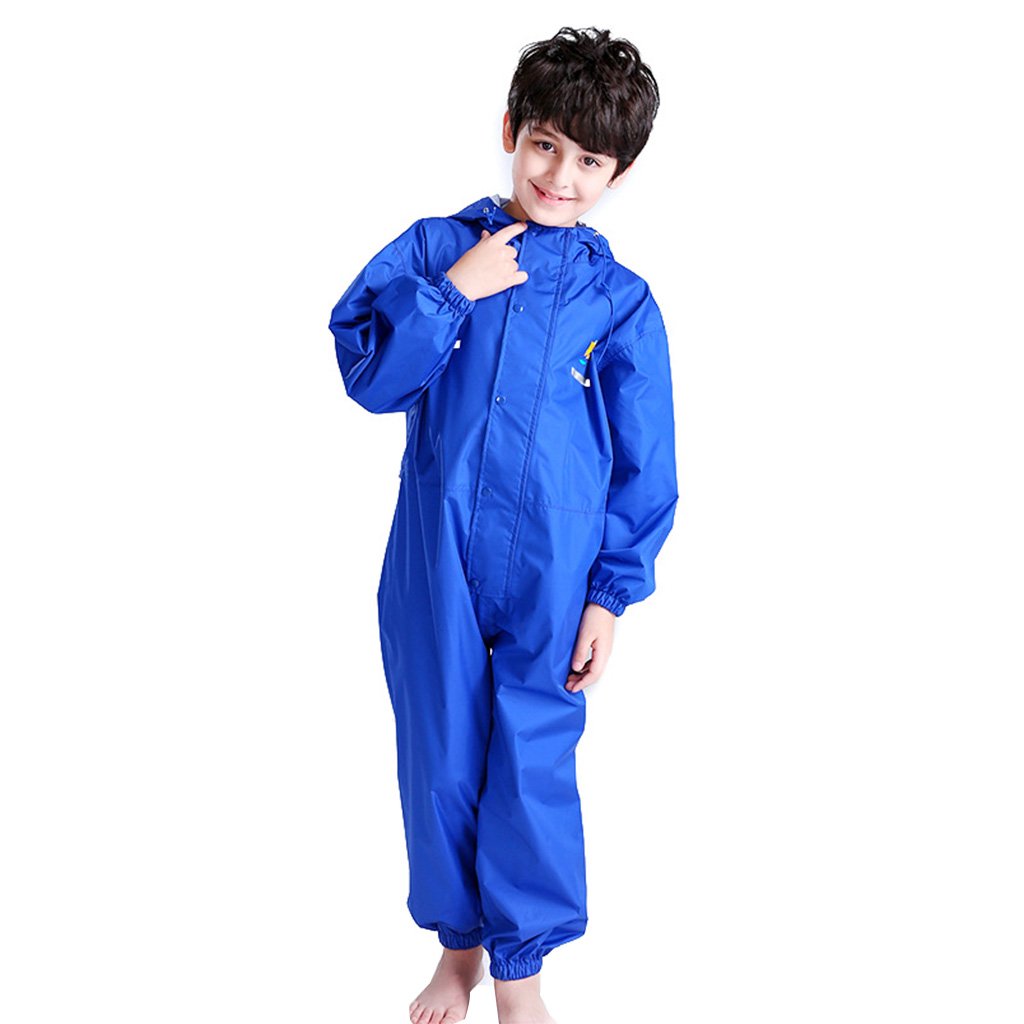 Vine Kids One Piece Rain Suit Waterproof Coverall Unisex Toddler Muddy Buddy Jumpsuit Rain Coat (2-14 Years)