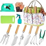 Garden Tool Set 11-Piece Heavy Duty Gardening Hand Tools - Rust-Resistant Stainless Steel with Durable Stylish Garden Tools Organizer Tote Bag | Ideal Gardening Gift for Women & Garden Enthusiasts