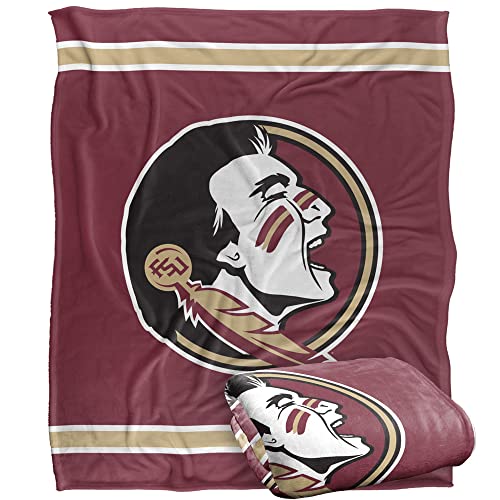 Florida State University Seminoles Blanket, 50" x 60", Primary Logo Stripes, Silky Touch Super Soft Throw