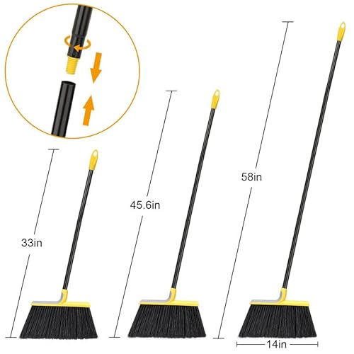 Kefanta Outdoor Broom For Floor Cleaning,58" Heavy-Duty Commercial Broom For Sweeping Concrete Courtyard Garage Patio Indoor Home Kitchen Office Lobby #TOP5