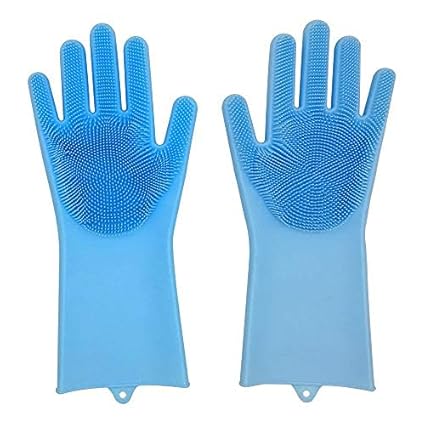 BUYERZONE Silicone Scrubbing Gloves (Silicone Gloves)