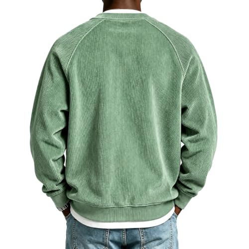 Corduroy Shirt Men Long Sleeve Layered Top V Neck Pullover - image 5