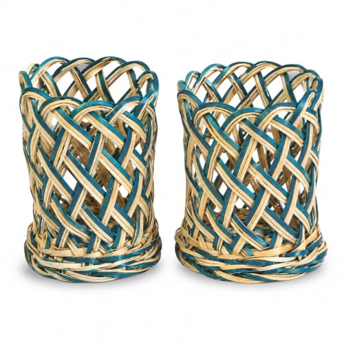 Image of Glass Cup Holder,Drink Coaster for Tea and Soup, Bamboo Material(Palm Leaf) Pack of 4