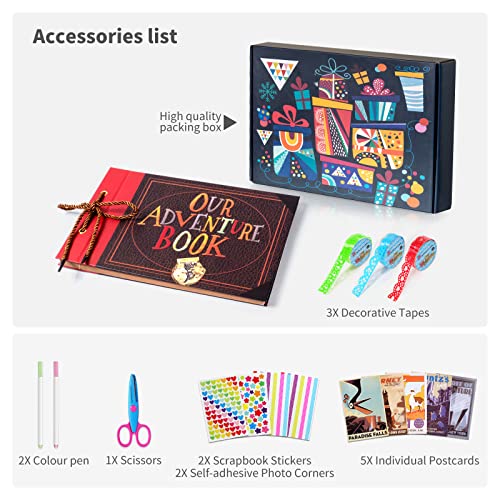 Our Adventure Book Scrapbook, Travel Scrapbook Album Photo 80 Pages Retro, Expandable With Diy Accessories Kit, Gift For Christmas Anniversary Birthday (With Gift Box) … #TOP7