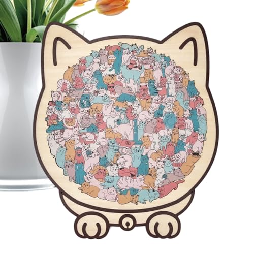 Puzzle de madera de gato con 135 piezas de diseño animal para decoración