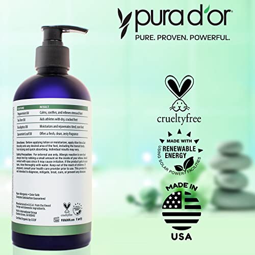 Pura D'or Footfocus Soothing Organic Aloe Vera Gel (16Oz) Hydrating Moisturizing Foot Care - Rejuvenates & Soothes Dry, Sore Feet & Legs - Helps Reduce Odor - For Men & Women #TOP4
