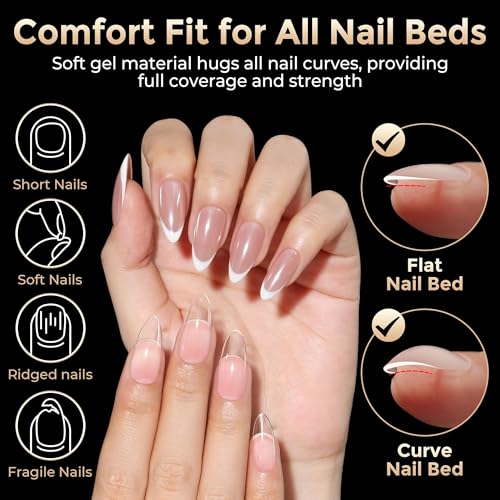Image of Luckyfairy Medium Almond Nail Tips 504pcs 12 Size Pre-Shaped Almond Nails