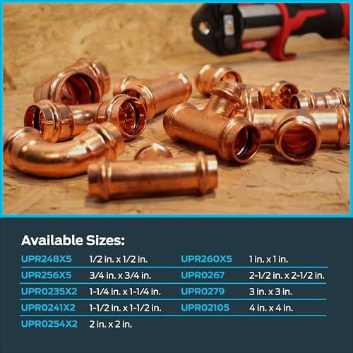 Image of SharkBite 1 x 1 Inch 90 Degree Elbow, Copper Press Plumbing Fitting, Pack of 5, UPR260X5
