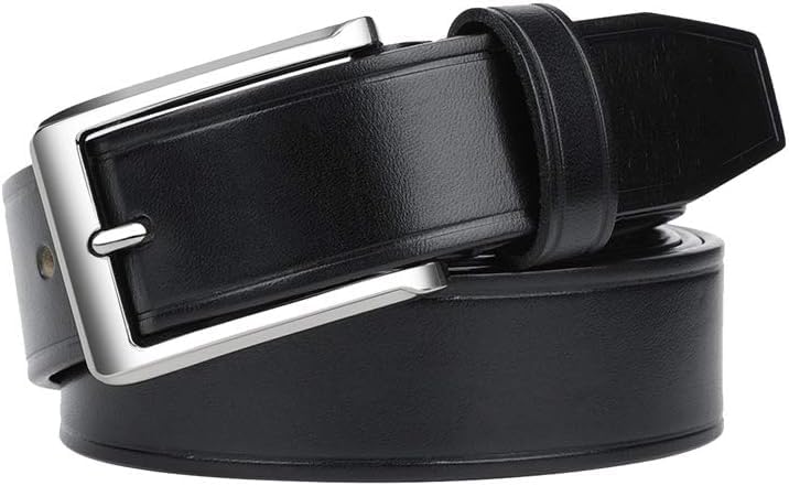 Glatter Herren Ledergürtel Leder Mittleren Alters D Jung Casual Dornschließe Gürtel Young Business Gürtel Langlebig, Black, 120