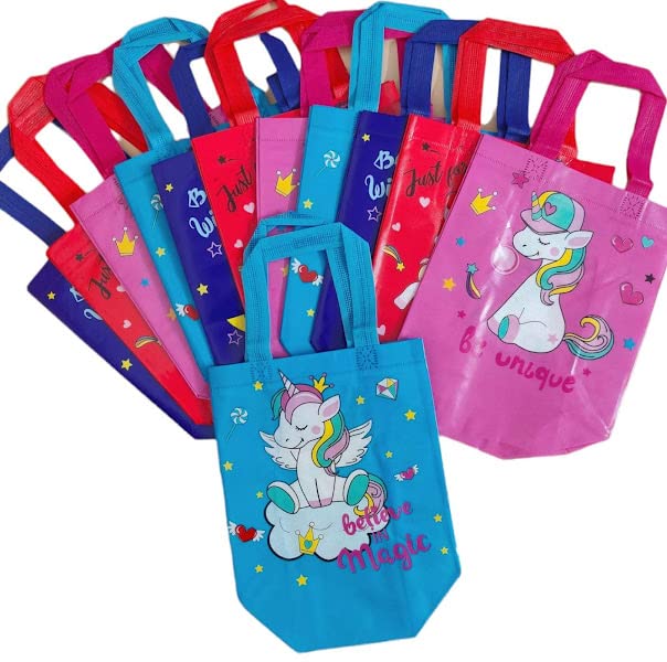 AMANVANI Gift Carry Bags - Medium Size Unicorn Theme Party Goodies Bag/Birthday Return Gifts Bag for Boy/Girls,Unicorn Bag (pack of 12 piece)