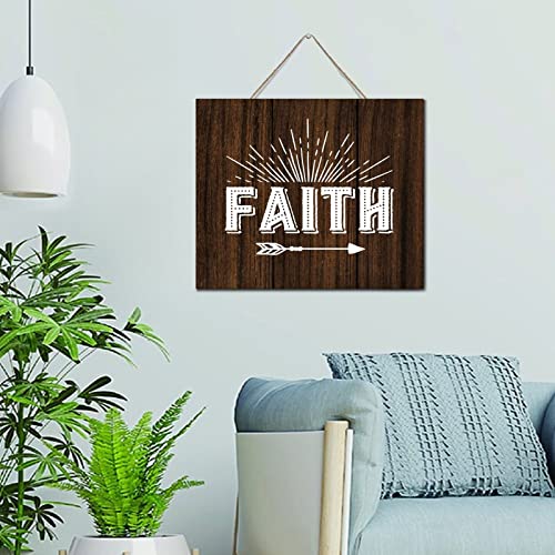 Panneau mural en bois peint Faith 25x30 cm | Décoration murale design pour chambre à coucher