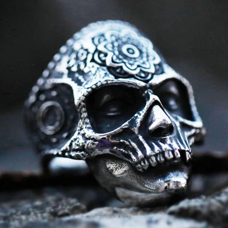 Image of Death Skull Ring for Men Stainless Steel Jewelry Biker Rings Scary Death Ring Skull for Gifts
