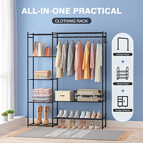 Neprock Clothing Rack With Shelves, Portable Wardrobe Closet For Hanging Clothes With Hanging Rods, Free Standing Closet Rack Shelves Closet Organizers And Storage #TOP3