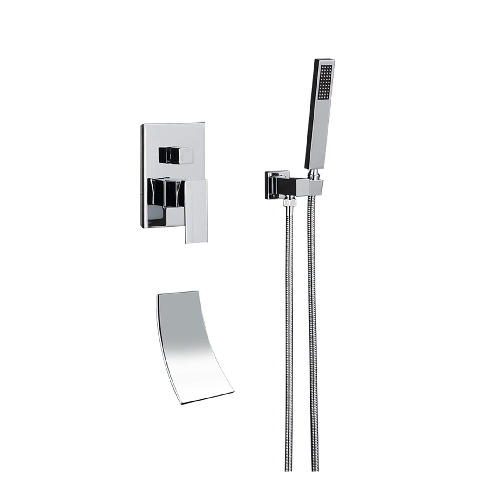 Robinetterie de douche laiton robuste avec cascade noire et chrome épuré