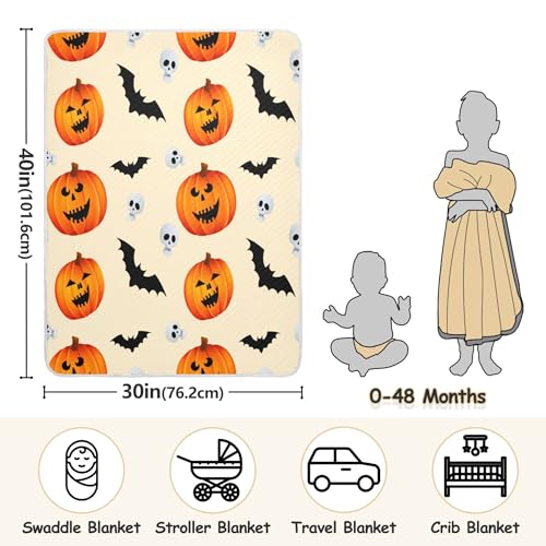 Burbuja Pumpkins Bats Baby Blanket for Boys Girls, Nursery Soft Warm Swaddling Receiving Baby Blankets, 30x40 in Toddler Blanket3