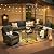 CAODOC Patio Furniture,All Weather Wicker 6 PCS Outdoor Sofa with High Back Swivel Rocker Chairs,Conversation Set with 42 inch Fire Pit,Light Rattan Black Cushion