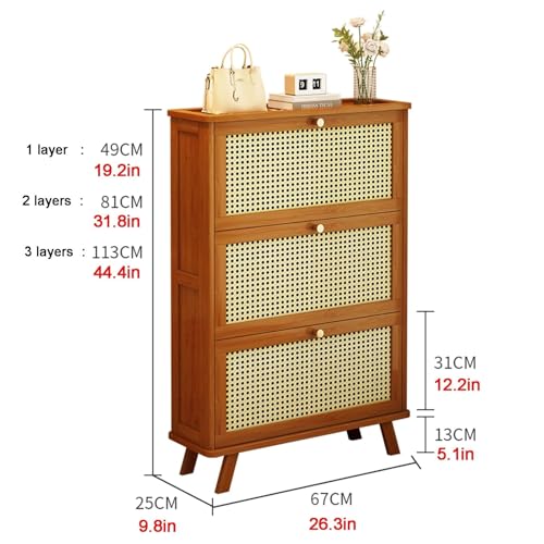 Meuble à chaussures en rotin marron compact pour l'entrée moderne