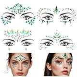 Pegatinas Cara Festival Brillantes para la Cara Pegatinas Catrina Joyas Gemas Faciales Autoadhesivas para Día de los Muertos Carnaval Festival de Música Fiesta Halloween Maquillaje (Color: Verde)