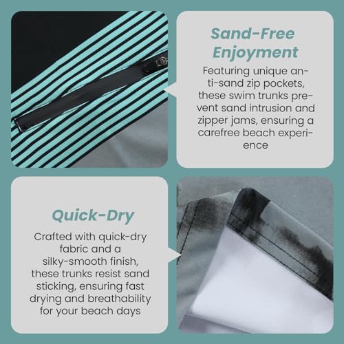 Mens Swim Trunks 22 Inch, Long Board Shorts Men's, Slim Fit, Stretch Material,No Liner, No Side Pockets2