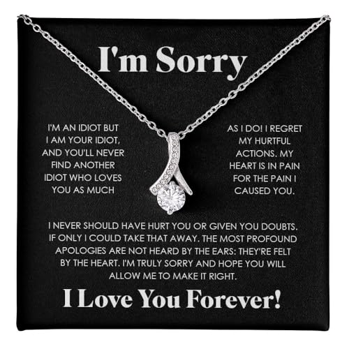 FG Family Gift Mall Im Sorry Gifts For Her Apology Gifts For Her I Love You Im Sorry Gift Giant Sorry Forgiveness Necklace with Message Card and Gift Box (Standard Box Apologies Knot)