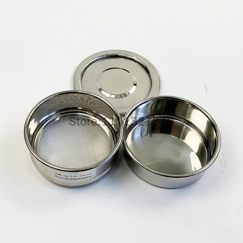 Juego de tamices de prueba de acero inoxidable de 10 cm con tapa y fondo for muestreo e inspección en laboratorio.(600mesh(0.026mm))