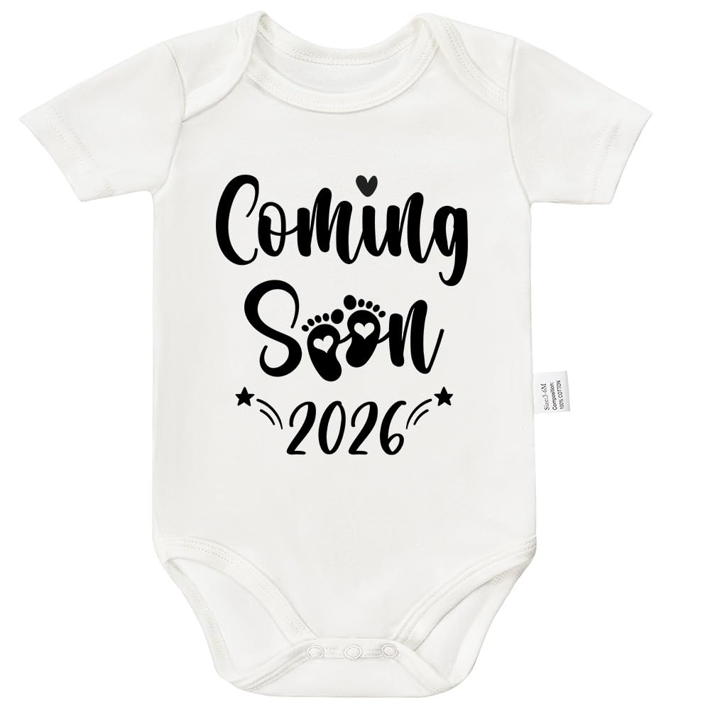 Newborn Announcement Coming Soon 2026 Bodysuits, Gender Neutral Baby Clothes Cotton Romper Short Sleeve 0-24 Month